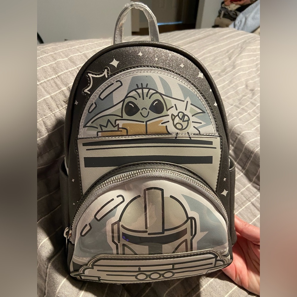 Disney Parks 2024 Mandalorian Grogu Loungefly Backpack Star Wars Baby Yoda